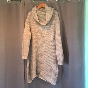 Grey turtleneck sweater dress
